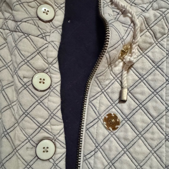 Marc Jacobs cream pockets navy hardware top sweatshirt M Beige Quilted Hoodie - Picture 5 of 8